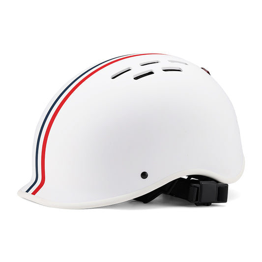 Casque vélo urbain bleu blanc rouge